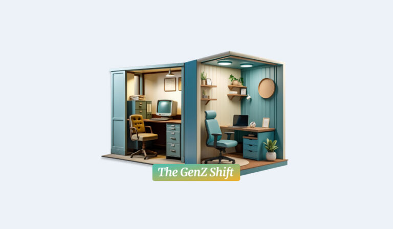 Visual representation of a traditional and asynchronous offices