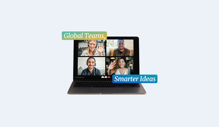 Visual representation of a diverse team having a virtual meeting