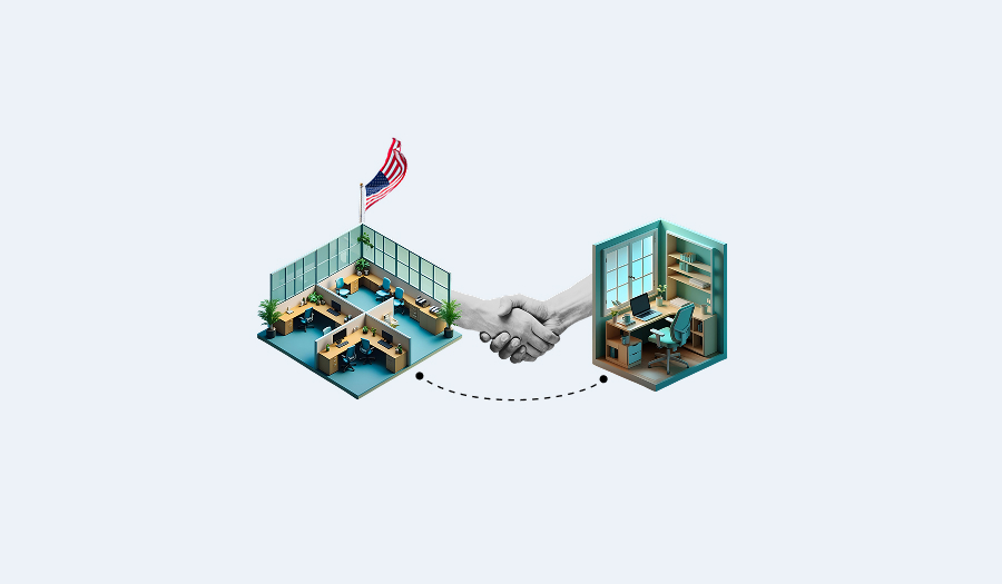 Visual representation of US companies outsourcing to different countries