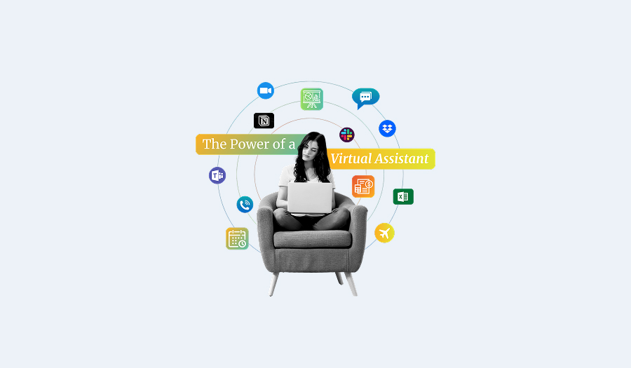 Visual representation of a virtual assistant and her skills